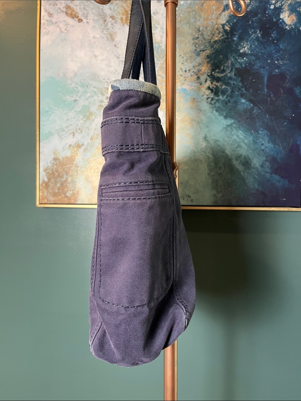 Y2K Juicy Couture Navy Canvas Tote with Terrycloth Lining - Picture 3 of 11